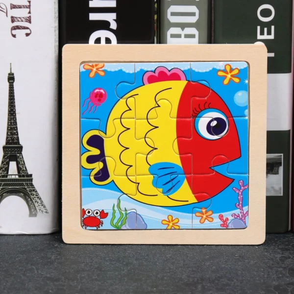 Kids Wooden Puzzle Baby Cartoon Animal Traffic Tangram - Image 12