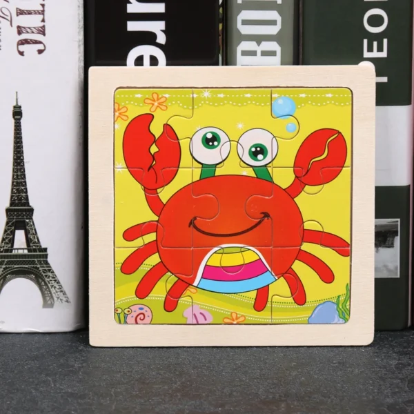 Kids Wooden Puzzle Baby Cartoon Animal Traffic Tangram - Image 16