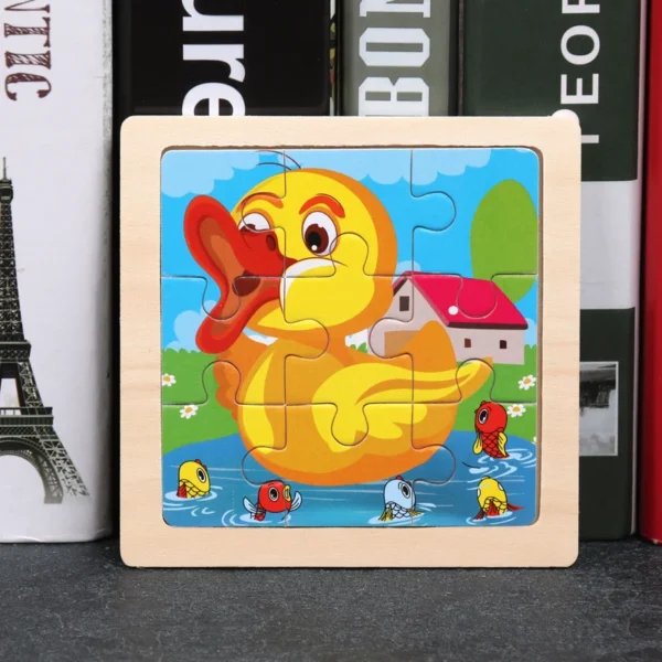 Kids Wooden Puzzle Baby Cartoon Animal Traffic Tangram - Image 11