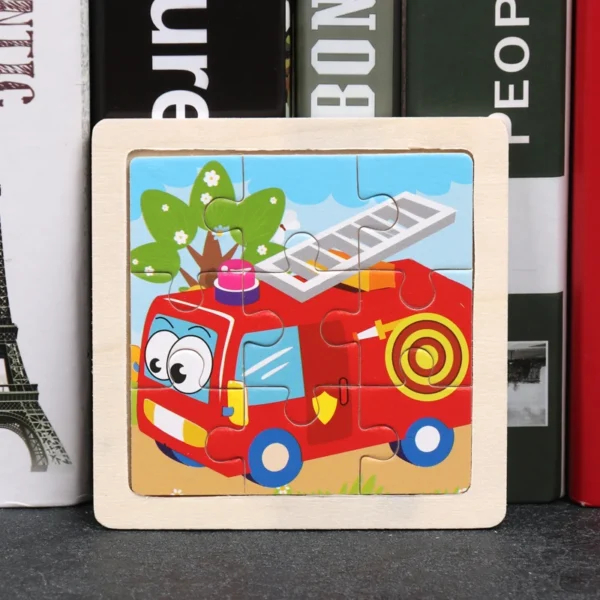 Kids Wooden Puzzle Baby Cartoon Animal Traffic Tangram - Image 17
