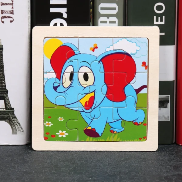 Kids Wooden Puzzle Baby Cartoon Animal Traffic Tangram - Image 40