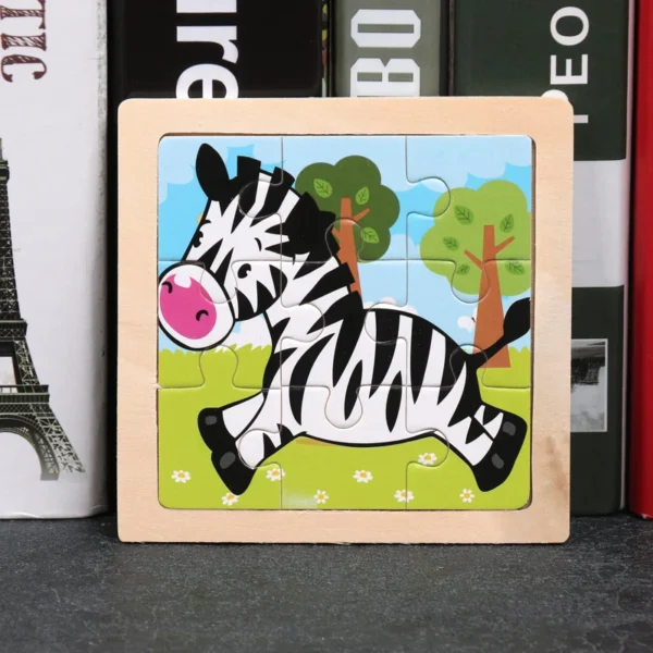 Kids Wooden Puzzle Baby Cartoon Animal Traffic Tangram - Image 45