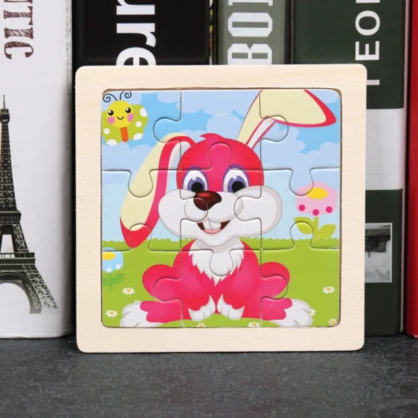 Kids Wooden Puzzle Baby Cartoon Animal Traffic Tangram - Image 21