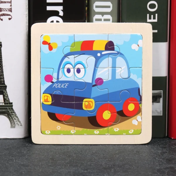 Kids Wooden Puzzle Baby Cartoon Animal Traffic Tangram - Image 9