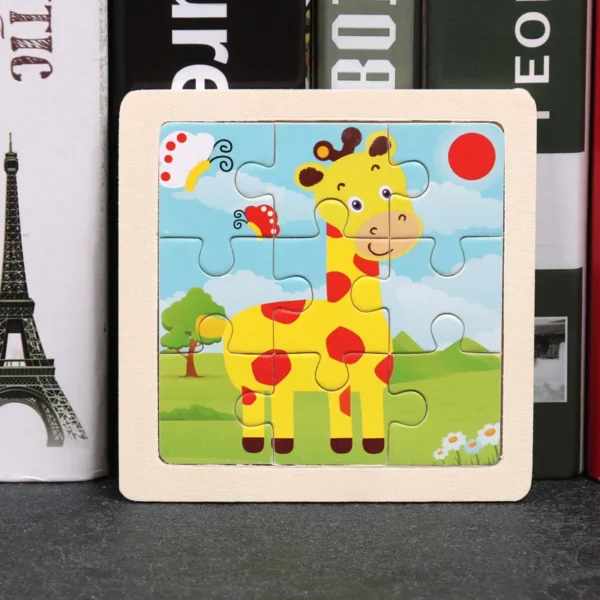 Kids Wooden Puzzle Baby Cartoon Animal Traffic Tangram - Image 22