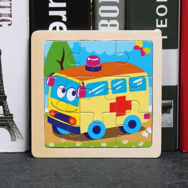 Kids Wooden Puzzle Baby Cartoon Animal Traffic Tangram - Image 10