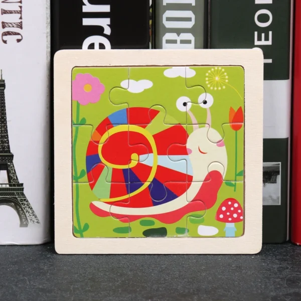 Kids Wooden Puzzle Baby Cartoon Animal Traffic Tangram - Image 18