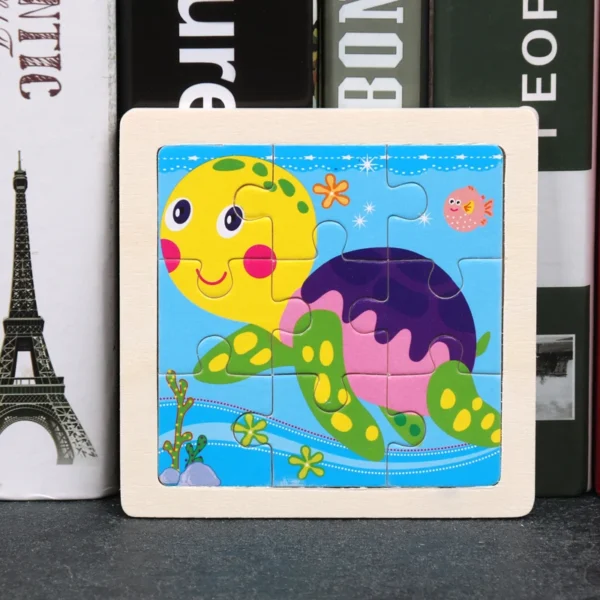 Kids Wooden Puzzle Baby Cartoon Animal Traffic Tangram - Image 15
