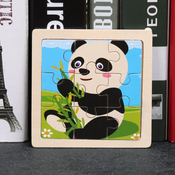Kids Wooden Puzzle Baby Cartoon Animal Traffic Tangram - Image 37