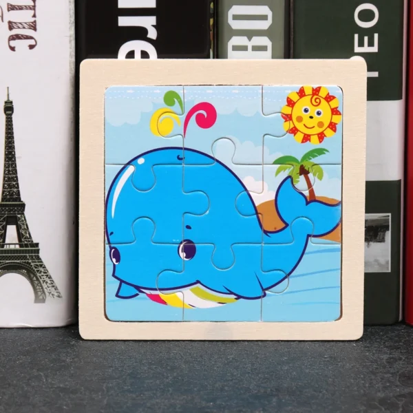 Kids Wooden Puzzle Baby Cartoon Animal Traffic Tangram - Image 8