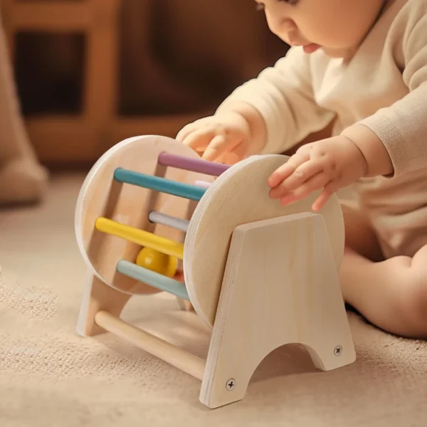 Montessori Infant Wooden Toys Coin Ball Busy Drum - Image 3