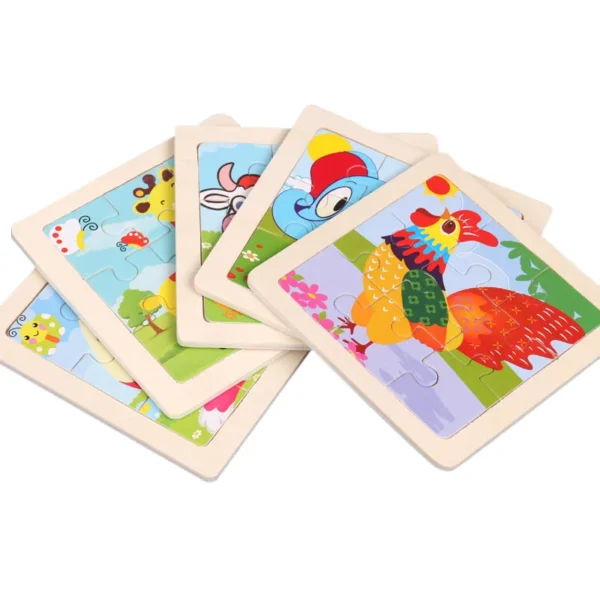Kids Wooden Puzzle Baby Cartoon Animal Traffic Tangram - Image 6
