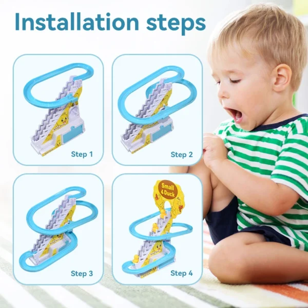 Climbing Stairs Track Toys Electric Duck DIY Rail Racing - Image 4