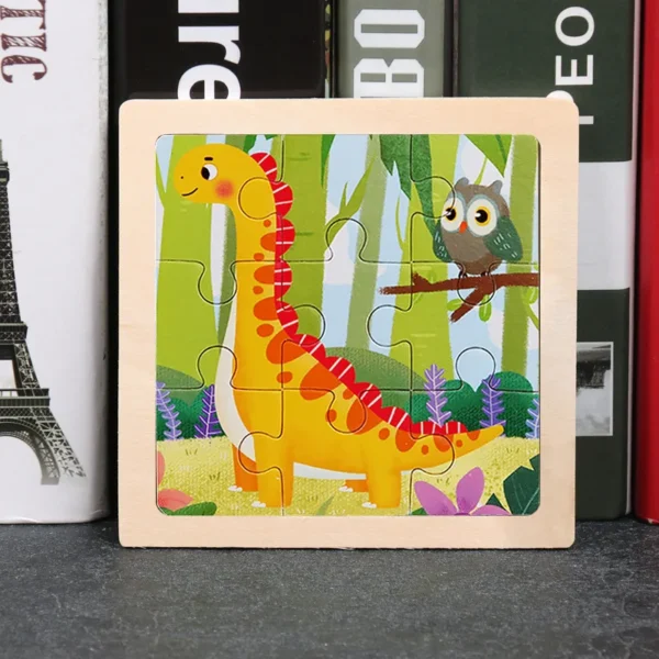 Kids Wooden Puzzle Baby Cartoon Animal Traffic Tangram - Image 28