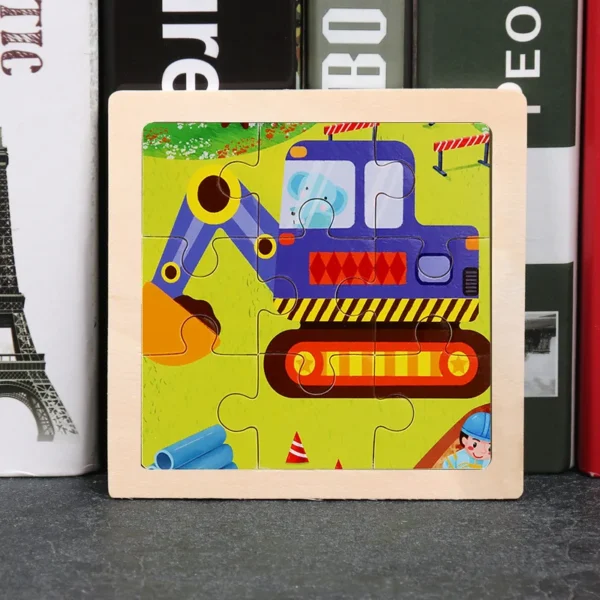 Kids Wooden Puzzle Baby Cartoon Animal Traffic Tangram - Image 36