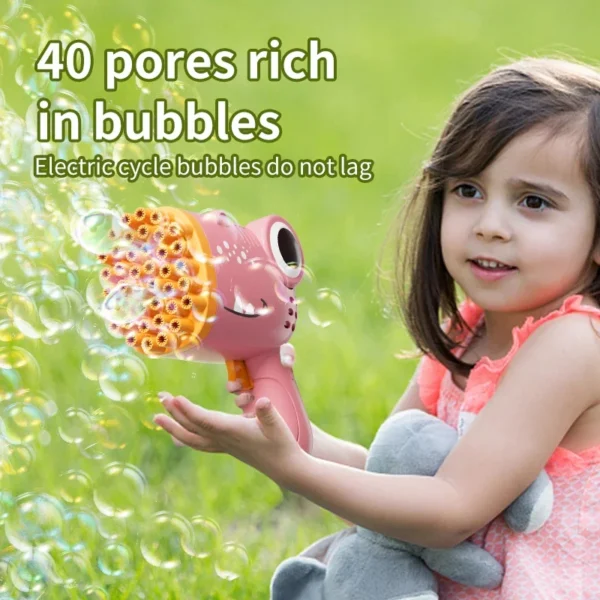 40 Hole Dinosaur Bubble Gun Handheld Bubble Machine - Image 3
