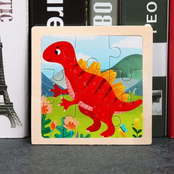 Kids Wooden Puzzle Baby Cartoon Animal Traffic Tangram - Image 26