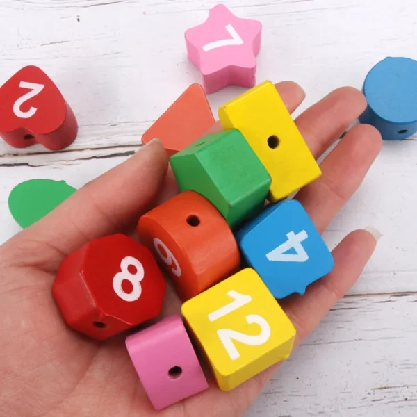 Wooden Number Blocks Puzzle Shape Color Sorting Clock - Image 3