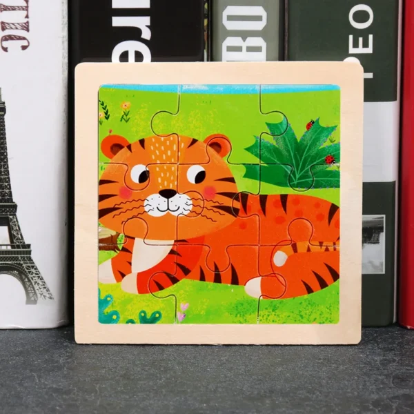 Kids Wooden Puzzle Baby Cartoon Animal Traffic Tangram - Image 23