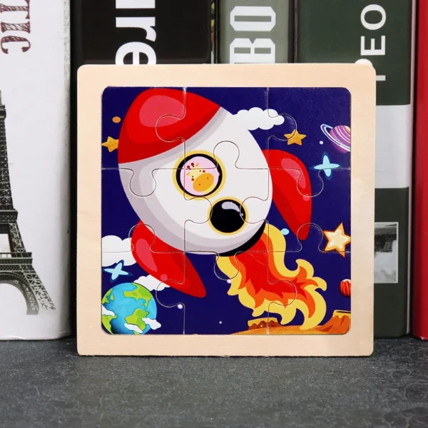 Kids Wooden Puzzle Baby Cartoon Animal Traffic Tangram - Image 31