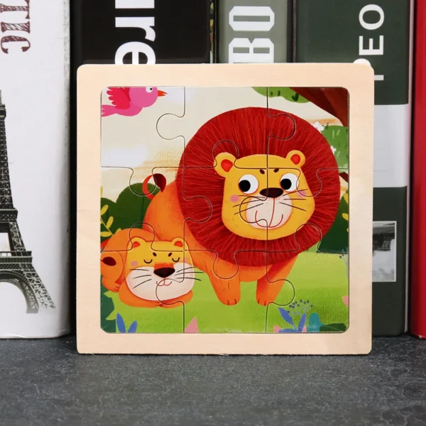 Kids Wooden Puzzle Baby Cartoon Animal Traffic Tangram - Image 34