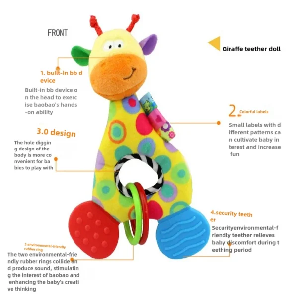 Soft Animal Hanging Handbells Rattles Plush - Image 3