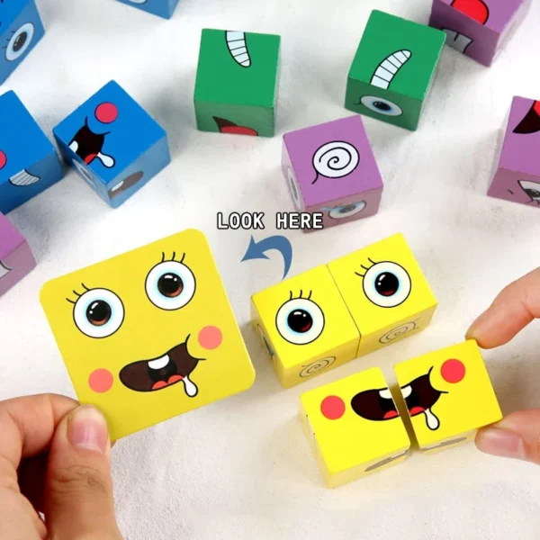 Kids Face Change Expression Puzzle Building Blocks - Image 4