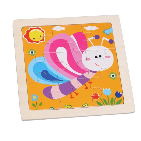 Kids Wooden Puzzle Baby Cartoon Animal Traffic Tangram - Image 3