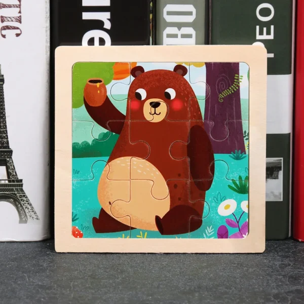 Kids Wooden Puzzle Baby Cartoon Animal Traffic Tangram - Image 33