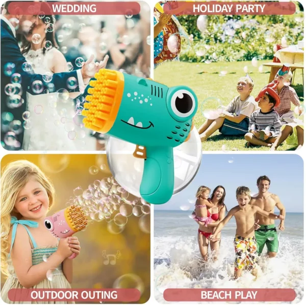 40 Hole Dinosaur Bubble Gun Handheld Bubble Machine - Image 6